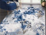 Blue Watercolor area Rug Transitional Abani Rugs Grey & Blue Swirl 4′ X 6′ area Rug – Abstract Marble Watercolor No-shed Premium Dining Room Rug