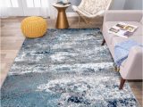 Blue Watercolor area Rug World Rug Gallery Distressed Modern Abstract Watercolor Blue 7 Ft …
