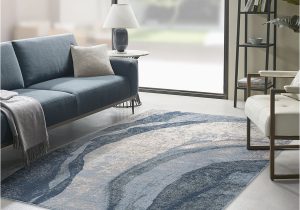 Blue Wave area Rug Grace Transitional Abstract Wave area Rug 5×7′ Blue