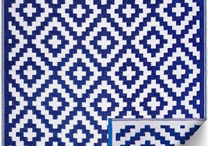 Blue White Outdoor Rug Fh Home Indoor Outdoor Recycled Plastic Floor Mat Rug Reversible Weather & Uv Resistant Aztec Blue & White 6 Ft X 9 Ft