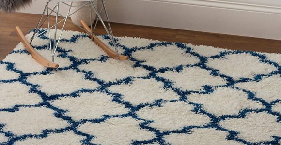 Blue White Shag Rug Super area Rugs Modern Geometric Design soft Shag Rug Blue White 3 X 5