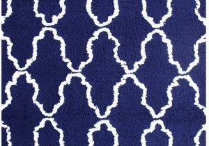 Blue White Shag Rug Superior Hand Woven and soft Shag Rug Trellis Collection Navy Blue White 4 Feet by 6 Feet 4 X 6