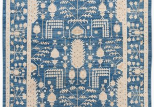 Blue Wool Rug 9 X 12 Contemporary Blue and Ivory Oushak Style Wool Rug 9×12