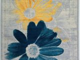 Blue Yellow Gray Rug Blue Yellow Grey Gray Floral Flowers Modern Contemporary area Rug …