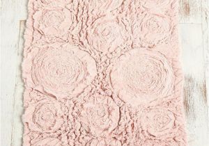 Blush Pink Bath Rugs Frayed Roses Bath Mat