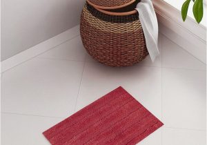 Brick Red Bathroom Rugs Spaces Swift Dry Brick Red Self Striped Rectangular Bath Rug