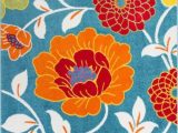 Bright Colored Floral area Rugs Color Blue orange Yellow Pink and F White Material