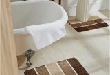 Brown and Beige Bathroom Rugs Obsession Brown & Beige Striped Set 2 Polyester Rectangular Bath Rugs