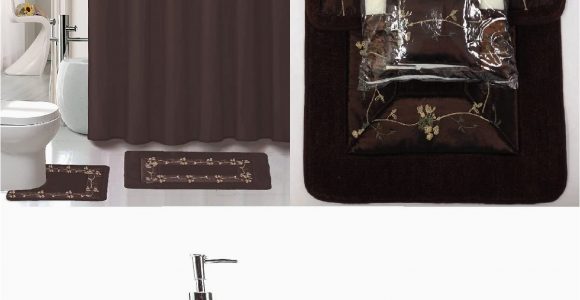 Brown Bath Rug Set 22 Piece Bath Accessory Set Beverly Chocolate Brown Bathroom Rug Set Shower Curtain & Accessories