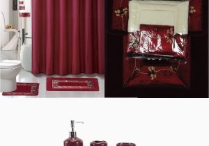 Burgundy Bath Rugs and towels 22 Piece Bath Accessory Set Burgundy Red Bath Rug Set Shower Curtain & Accessories