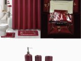 Burgundy Bath Rugs Sets 22 Piece Bath Accessory Set Burgundy Red Bath Rug Set Shower Curtain Accessories Walmart Com