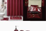 Burgundy Color Bath Rugs 22 Piece Bath Accessory Set Burgundy Red Bath Rug Set Shower Curtain & Accessories