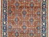 Burnt orange and Blue Rug Vintage Persian Rug Wool Rug, orange and Blue Rug, 3′ X 4’5″ Rug