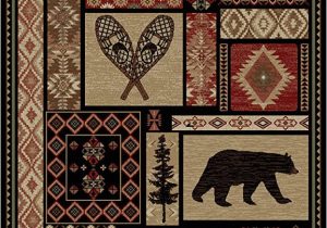 Cabin area Rugs for Sale Rustic Lodge Bear Moose Deer Panel 5×8 Red area Rug 5 3"x7 7" 6913
