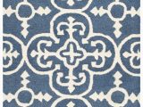 Caffey Navy Blue area Rug byron Geometric Handmade Tufted Navy Blue Ivory Wool area Rug