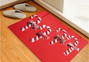 Candy Cane Bath Rug Christmas Candy Cane Pattern Water Absorption Floor Rug