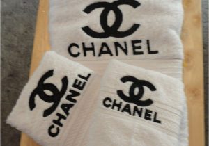 Chanel Bathroom Rug Set Chanel Inspired Embroidered Bath towel Set Bath towel