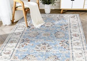 Cheap 3 X 5 area Rugs Jinchan area Rug 3×5 Entryway Blue Persian Rug Kitchen Vintage Rug Floral Print Floor Cover Indoor Thin Rug Foldable Mat Retro Accent Rug Bathroom …