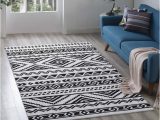 Cheap Black and White area Rugs Modway Haku Geometric Moroccan Tribal 5×8 area Rug In Black and White