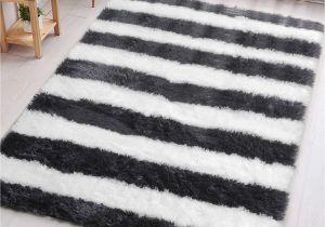 Cheap Black and White area Rugs Pagisofe Black and White Striped Shaggy area Rugs for Living Room Bedroom 4×6 Feet Plush Fuzzy Stripes Patterned Rugs Footcloth Floor Shag Carpet for …