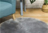 Cheap Faux Fur area Rugs Ciicool soft Faux Sheepskin Fur area Rugs Fluffy Rugs for Bedroom Silky Fuzzy Carpet Furry Rug for Living Room Girls Rooms Grey Round 3 X 3 Feet