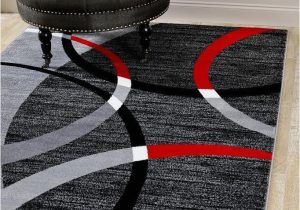 Cheap Red and Grey area Rugs Modern Abstract Circles Red Gray soft area Rug