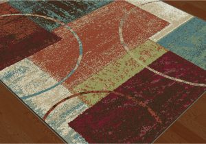 Chelsi Rings Circles area Rug Multi Color Squares Contemporary Blocks area Rug Modern