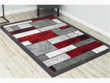 Cherine Modern Gray Red White area Rug Abstract Red area Rug