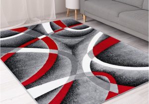 Cherine Modern Gray Red White area Rug Cherine Abstract Black Gray/ivory/red area Rug