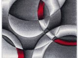 Cherine Modern Gray Red White area Rug Sumatra Teppich Kurzflor 3d Effekt Grau Rot Kreise Modern