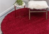 Cherry Red Bathroom Rugs 6 X 6 solid Shag Round Rug