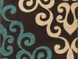 Chocolate Brown and Turquoise area Rugs Rug Modern Damask Brown Teal Blue Cream 160x230cm