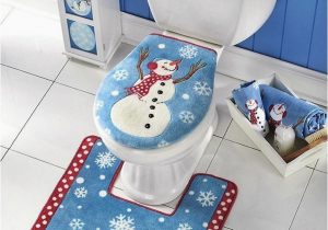 Christmas Bath Rugs Accessories soft toilet Seat Cover and Rug Set Bathroom Christmas
