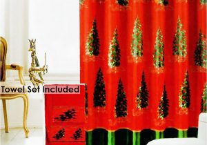 Christmas Bathroom Rugs and towels Christmas Tree 18 Pieces Rug Bath Set with Hooks Red Green
