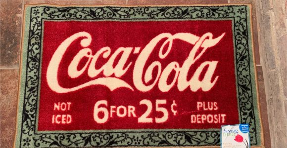 Coca Cola Bath Rug Vintage 1990s Spring Maid Coca-cola Red and Green Skid Resistant Bath Rug area Rug Made In the Usa