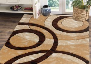 Contemporary area Rugs with Circles Glory Rugs area Rug Modern 8×10 Brown Circles Geometry soft Hand Carved Contemporary Floor Carpet Fluffy Texture for Indoor Living Dining Room and …