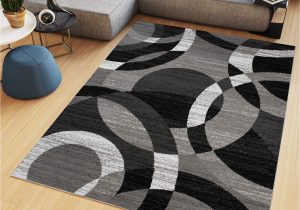 Contemporary area Rugs with Circles Tapiso Maya Collection Short Pile Rug Modern Circles Stripes Design Black Grey White Mottled Living Room Bedroom Office Oeko-tex 130 X 190 Cm