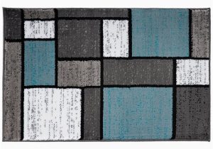 Contemporary Modern Boxes Blue Grey area Rug Shop Blue Grey Polypropylene Contemporary Modern Boxes