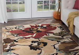 Contemporary Multi Color area Rugs Beige Contemporary Tropical Floral area Rug Multi Color Leaves Modern Carpet