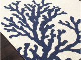Coral and Navy area Rug Coral Branch Out area Rug Navy Blue and White