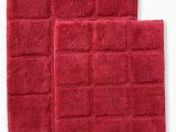 Cotton Bath Rugs Non Slip Bath Rugs Set Cotton for Bathroom Non Slip Checkered Design 2 Piece Burgundy