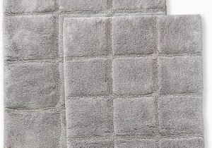 Cotton Bath Rugs Non Slip Superior Non Slip Bath Rug 2 Pack Ultra Plush soft and Absorbent Bed Cotton Pile Contemporary Checkered Bath Mat Set Silver