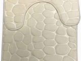 Cream Bathroom Rug Set Memory Foam Bath Mat Set 2 Piece Non Slip Pedestal and Bath