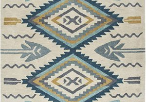 Dallas Cowboys area Rug 8×10 Rizzy Home Collection Wool area Rug 8 X 10 Aqua Ivory southwest Tribal