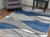 Dark Blue and Gray Rug Living Room Rugs Mat Grey Blue Navy Wave Design – Etsy.de