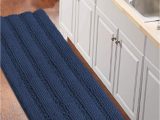 Dark Blue Kitchen Rugs Bath Rug Runner for Bathroom 59″x 20″ Extra Large Navy Blue Striped Bath Mat Runner Slid Resistant Oversize Non-slip Bathroom Rugs Shag area Rug, …