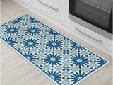 Dark Blue Kitchen Rugs Dark Blue Kitchen Mat Vinyl Floor Mat with Moroccan Tiles – Etsy Uk