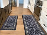 Dark Blue Kitchen Rugs Set Of 2 Kitchen Rug Set, Non-slip Washable Kitchen Runner with Waterproof Pvc, Rug Runner Kitchen Mat for Kitchen, Hallway, Bedroom, Living Room, …