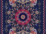 Dark Blue Persian Rug ornamental Dark Blue Rug with Beautiful Rosette and Floral Pattern