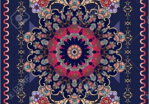 Dark Blue Persian Rug ornamental Dark Blue Rug with Beautiful Rosette and Floral Pattern